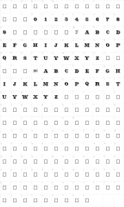 Mapa de caracteres da fonte Shadowed Serif