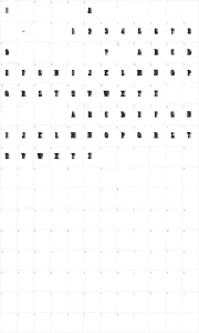 Mapa de caracteres da fonte Shady Characters