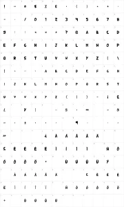 Mapa de caracteres da fonte Shark Heavy ABC