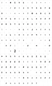 Mapa de caracteres da fonte Shark Random Funnyness