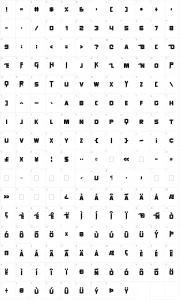 Mapa de caracteres da fonte Sharp Avienne