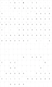 Mapa de caracteres da fonte Shattered Pixels