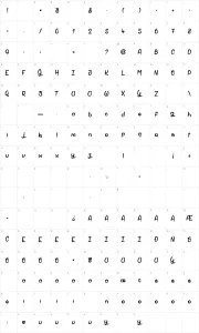 Mapa de caracteres da fonte Shell Gate