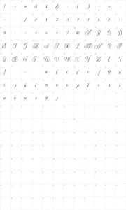 Mapa de caracteres da fonte Shintosa Script