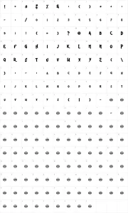 Mapa de caracteres da fonte Shiny Eyes
