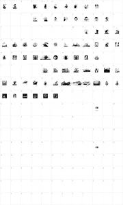 Mapa de caracteres da fonte ShipsNBoats