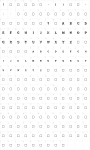 Mapa de caracteres da fonte Show Boat
