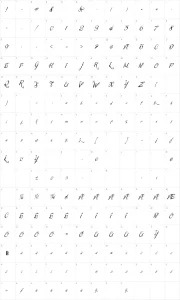 Mapa de caracteres da fonte Signarita Chloe