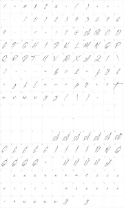 Mapa de caracteres da fonte Signatie