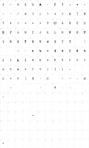 Mapa de caracteres da fonte Silent Hunter III