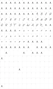 Mapa de caracteres da fonte Silent Reaction