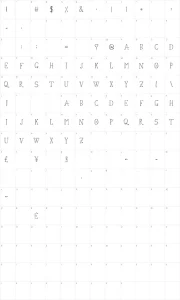 Mapa de caracteres da fonte Simon Script