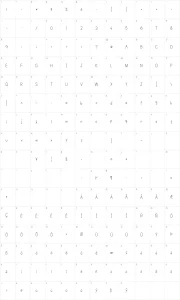 Mapa de caracteres da fonte Simple Print