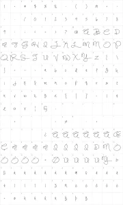 Mapa de caracteres da fonte Simply Glamorous