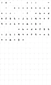 Mapa de caracteres da fonte Sinbad the Sailor