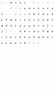 Mapa de caracteres da fonte Single Fighter