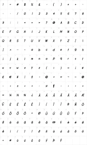 Mapa de caracteres da fonte Siple