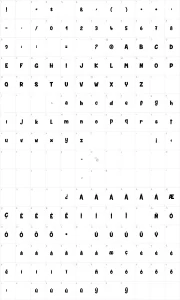 Mapa de caracteres da fonte Skater Girls Rock