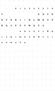 Mapa de caracteres da fonte Sketch Block