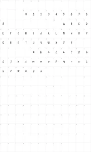 Mapa de caracteres da fonte Sketch Me