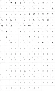 Mapa de caracteres da fonte Sketched