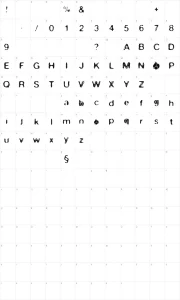 Mapa de caracteres da fonte Skirules Sans 2