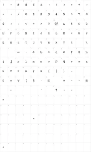 Mapa de caracteres da fonte Skull Type Wr00