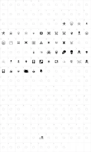 Mapa de caracteres da fonte Skullz