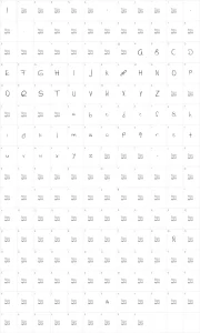 Mapa de caracteres da fonte SL Runaway Girl