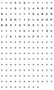 Mapa de caracteres da fonte Slate