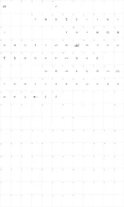 Mapa de caracteres da fonte Sleep on the moon