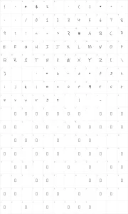 Mapa de caracteres da fonte Slevdog 2