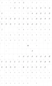 Mapa de caracteres da fonte Sliced by Hand