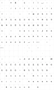 Mapa de caracteres da fonte Smile Parade