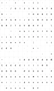 Mapa de caracteres da fonte Snappy Service