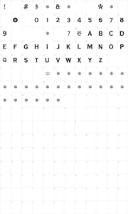 Mapa de caracteres da fonte Snowflake Letters