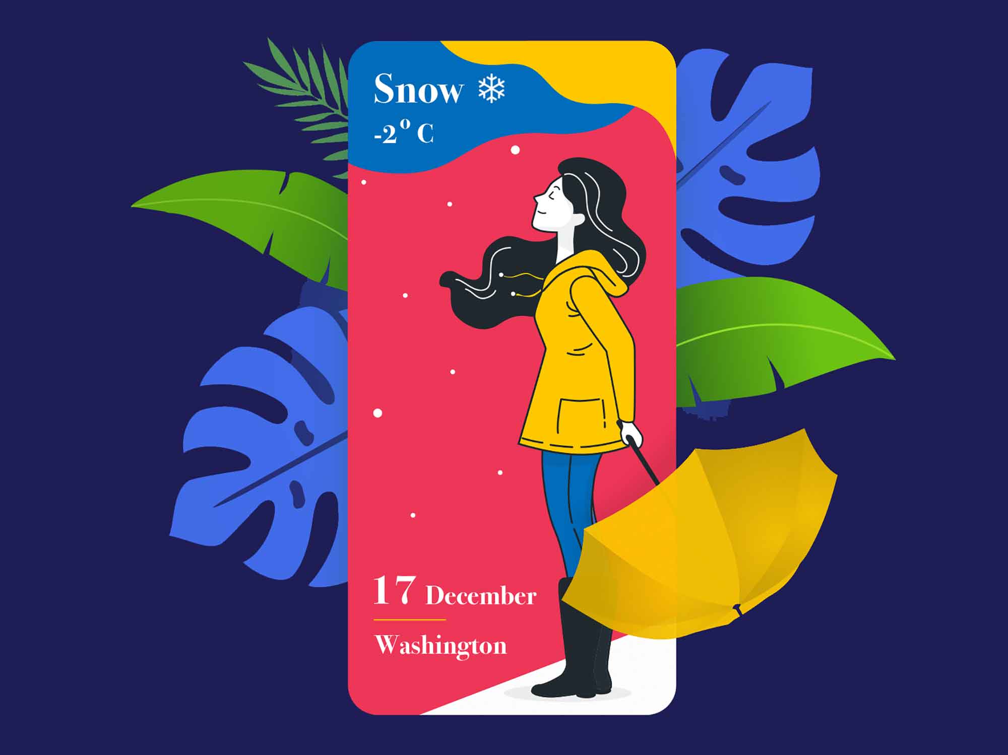 Snowy Winter Weather Forecast Illustration (Sketch)