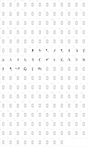 Mapa de caracteres da fonte Soccer Dance