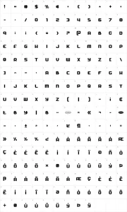 Mapa de caracteres da fonte Soldier