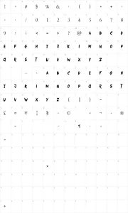 Mapa de caracteres da fonte Something Strange