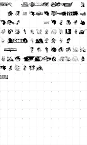 Mapa de caracteres da fonte Sonic Mega Font