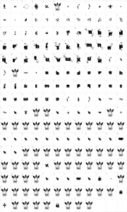 Mapa de caracteres da fonte SoupLeaf