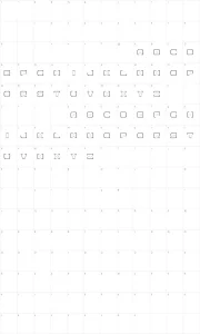 Mapa de caracteres da fonte Spac3 neon