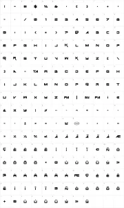 Mapa de caracteres da fonte Space Ranger