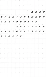 Mapa de caracteres da fonte Speed Beast