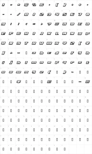 Mapa de caracteres da fonte Speed Solid