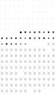 Mapa de caracteres da fonte Spirals