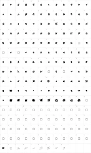 Mapa de caracteres da fonte Splats