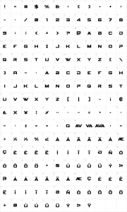 Mapa de caracteres da fonte Spy Agency