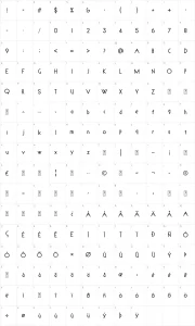 Mapa de caracteres da fonte Spyrogeometric